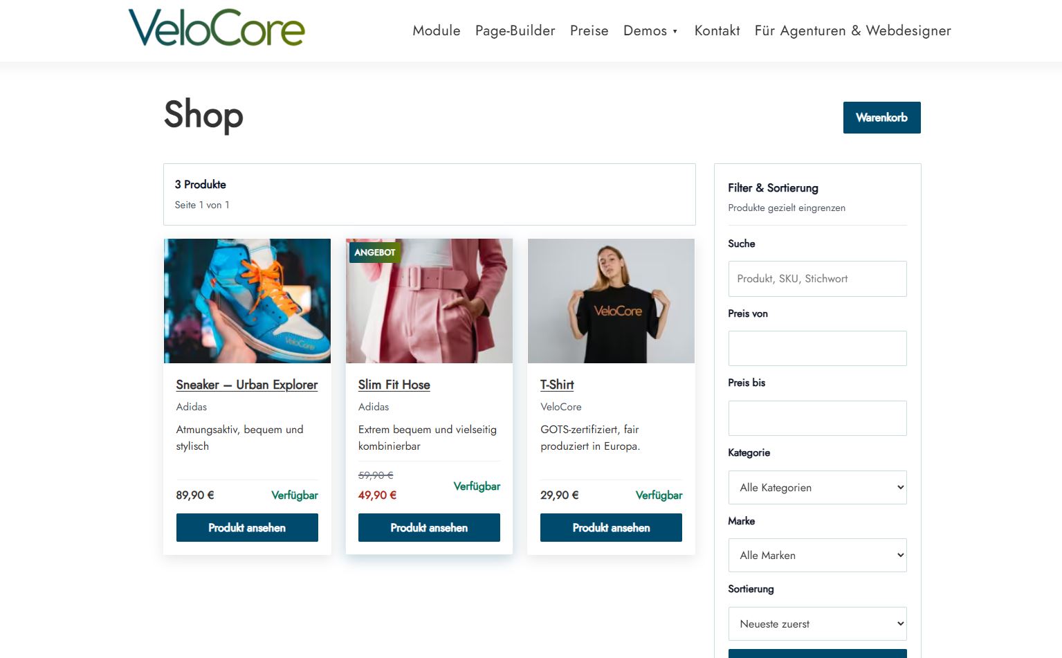 VeloCore Commerce – Das Shopsystem